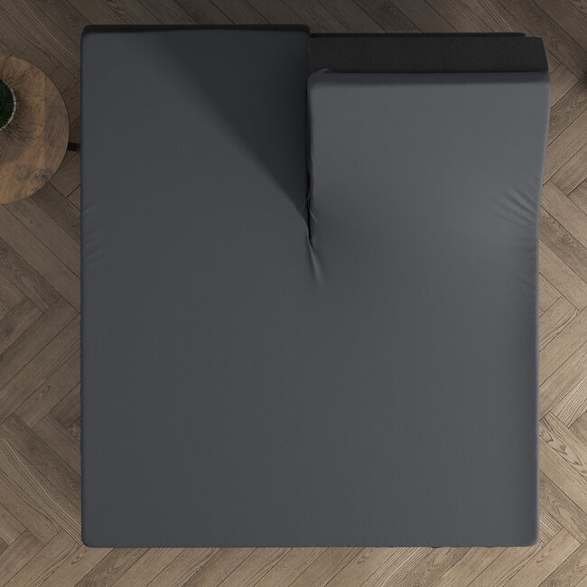 Dubbel Jersey 220 gr. Splittopper Hoeslaken Antraciet 180 x 200/220
