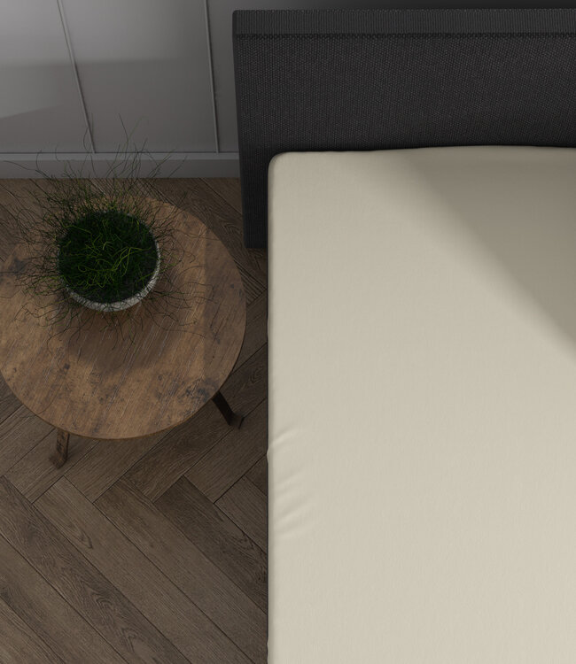 Dubbel jersey 220 gr. splittopper hoeslaken crème 160 x 200/220