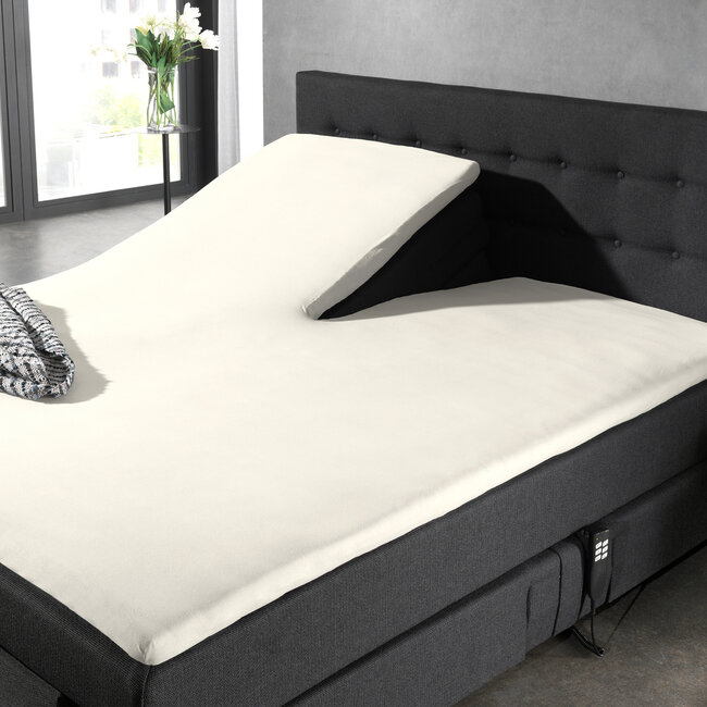 Splittopper katoenen hoeslaken crème 180 x 220
