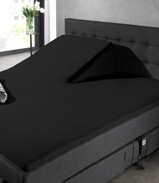 Splittopper Katoen Hoeslaken Zwart 180 x 210