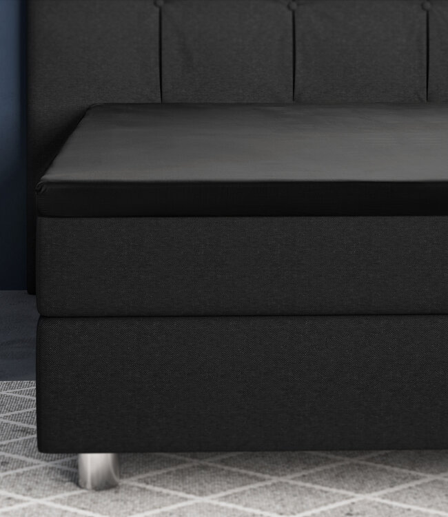 Topper satijnen hoeslaken zwart 90 x 200