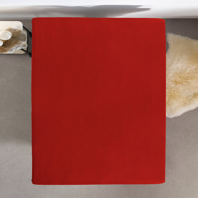 Eenpersoons jersey hoeslaken 135 g/m² rood 80/100 x 200 cm