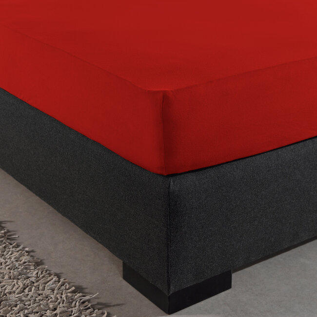 Eenpersoons jersey hoeslaken 135 g/m² rood 80/100 x 200 cm