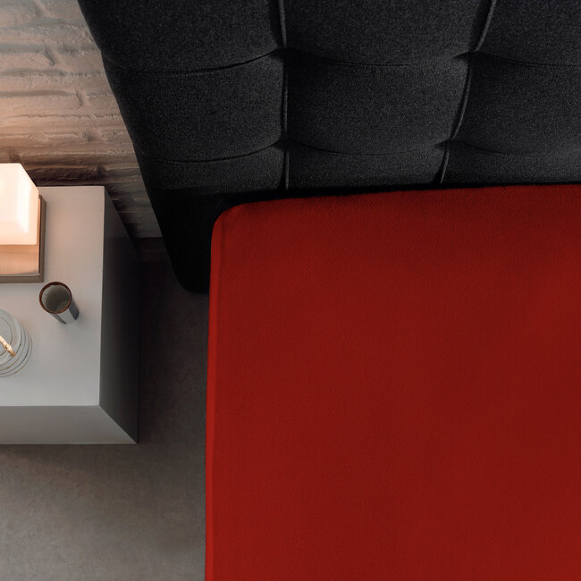 Eenpersoons jersey hoeslaken 135 g/m² rood 80/100 x 200 cm