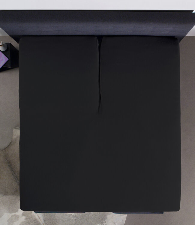 Splittopper katoenen hoeslaken zwart 160 x 200 cm