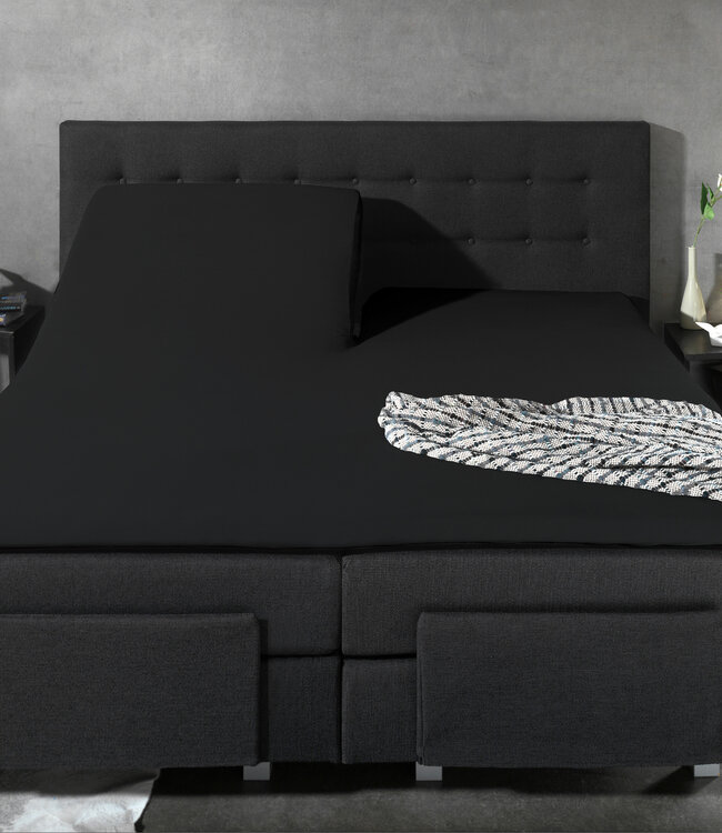 Splittopper katoenen hoeslaken zwart 160 x 200 cm