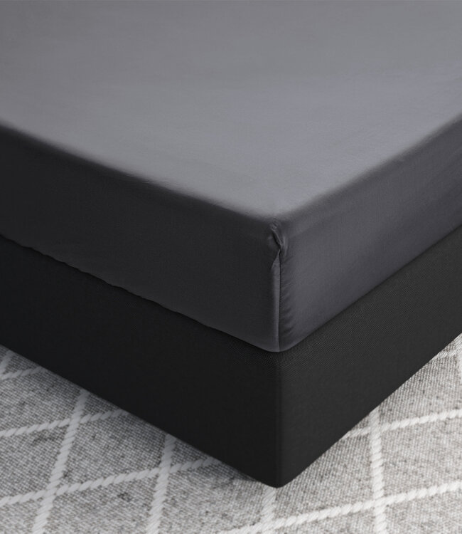 Satijnen Hoeslaken Antraciet 160 x 220