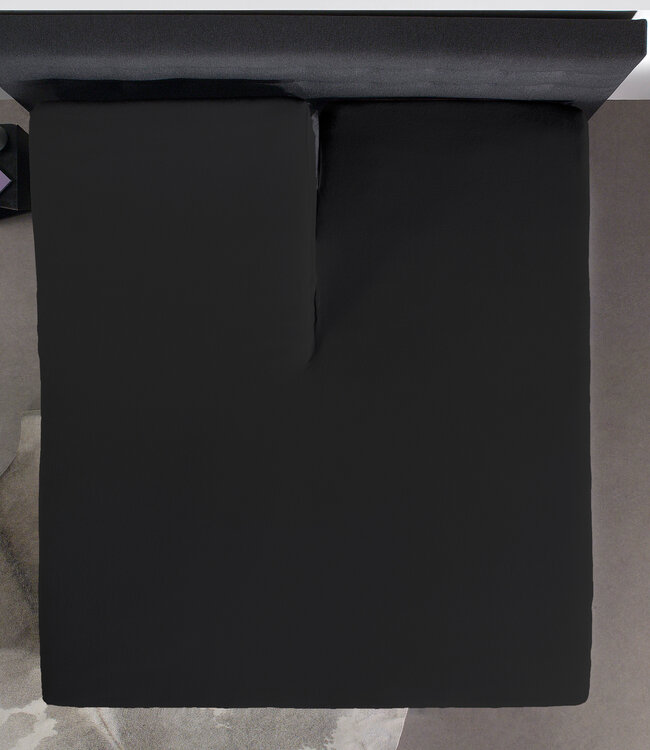 Splittopper katoenen hoeslaken zwart 160 x 200 cm