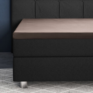 Primaviera Deluxe Topper Satin Spannbettlaken Taupe 140 × 200