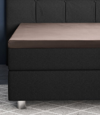 Primaviera Deluxe Topper Satijnen Hoeslaken Taupe 140 x 200