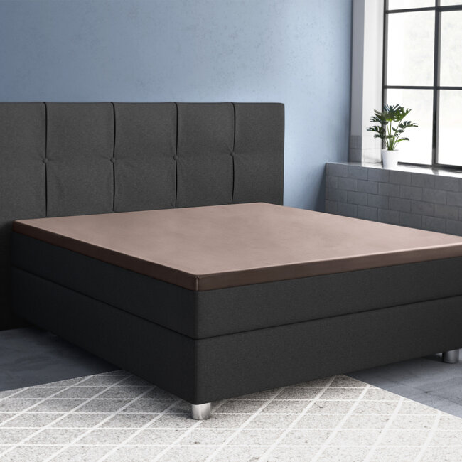 Topper Satijnen Hoeslaken Taupe 140 x 200