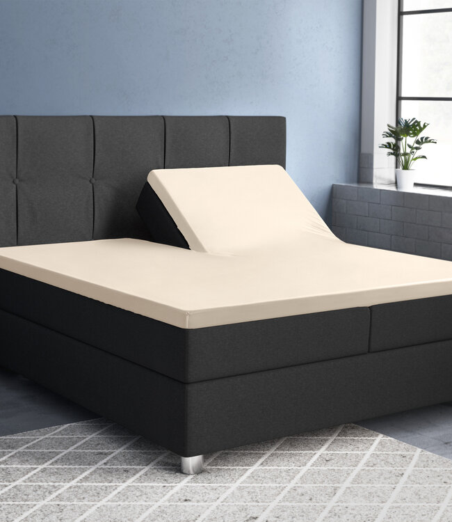 Splittopper satijnen hoeslaken zand 180 x 200