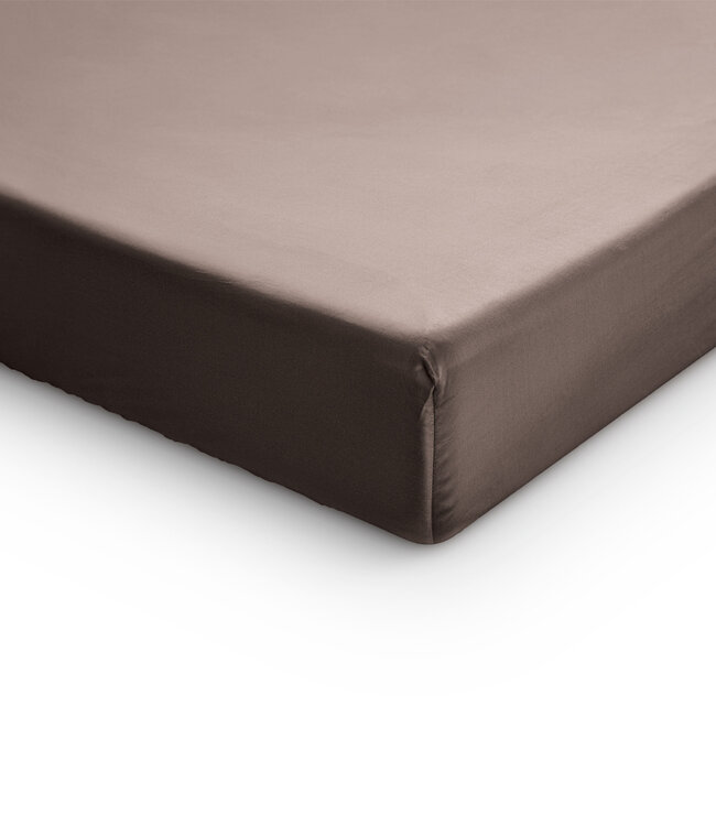 Topper Satijnen Hoeslaken Taupe 140 x 200