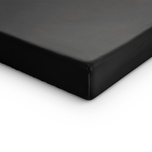 Primaviera Deluxe Topper Satin Fitted Sheet Black 140 × 200