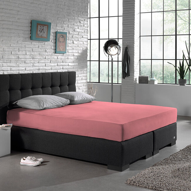 Enkel Jersey 135 gr. Hoeslaken Roze 160/180 x 200