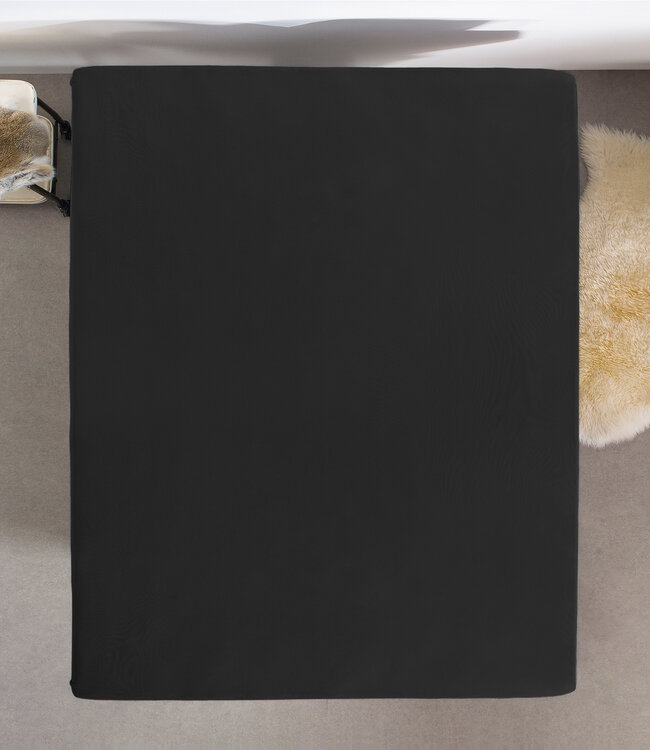 Eenpersoons jersey hoeslaken 135 gr. zwart 140 x 200 cm