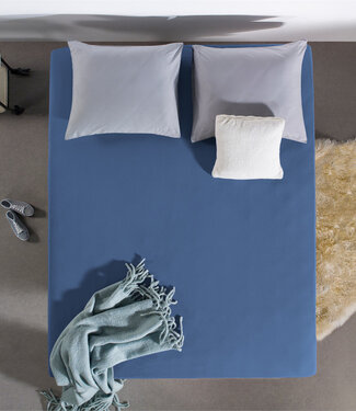 Dreamhouse Eenpersoons jersey hoeslaken 135 g blauw 80/100 x 200 cm