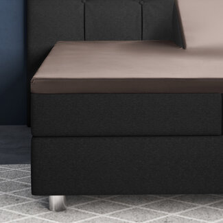 Primaviera Deluxe Splittopper satijnen hoeslaken taupe 160 x 200