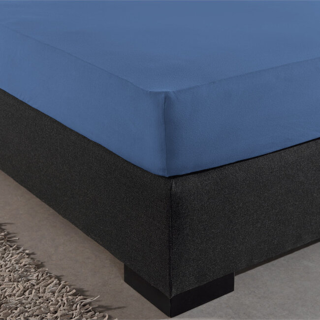 Eenpersoons jersey hoeslaken 135 g blauw 80/100 x 200 cm