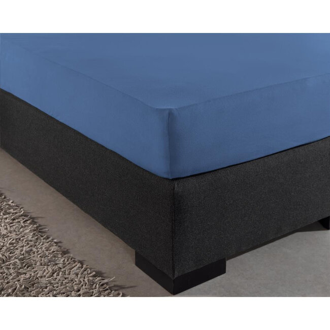 Eenpersoons jersey hoeslaken 135 g blauw 80/100 x 200 cm