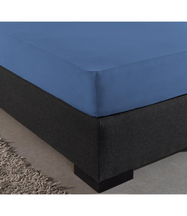Eenpersoons jersey hoeslaken 135 g blauw 80/100 x 200 cm