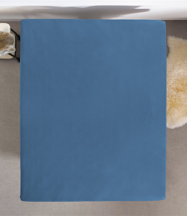 Dubbel jersey 220 gr. hoeslaken blauw 140 x 200/220