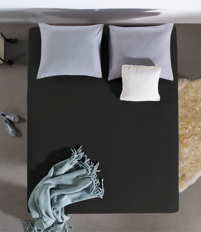 Dubbel Jersey 220 gr. Hoeslaken Zwart 80/100 x 220