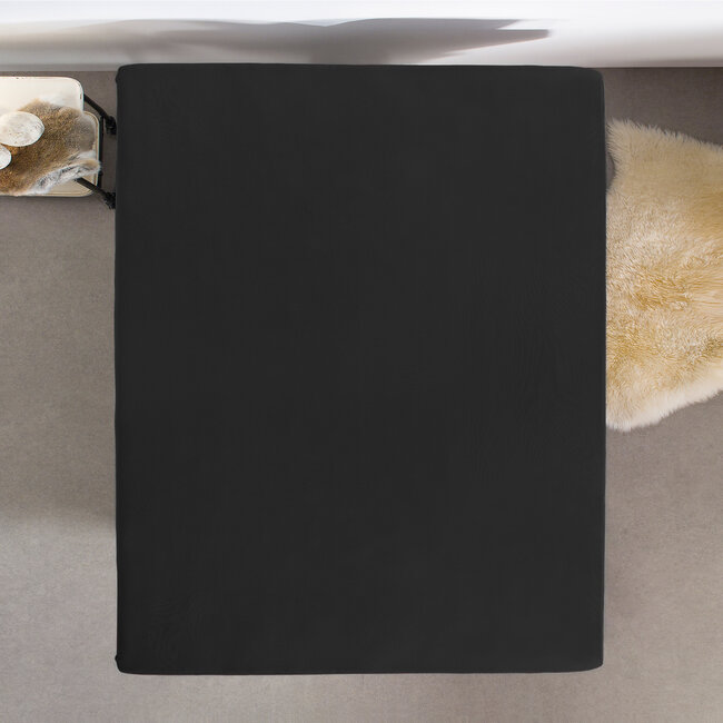 Eenpersoons jersey hoeslaken 135 g zwart 160/180 x 200