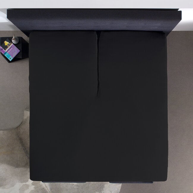 Dreamhouse Spannbettlaken aus Baumwolle mit geteiltem Topper, schwarz, 180 × 220 - Split-Topper-Spannbettlaken