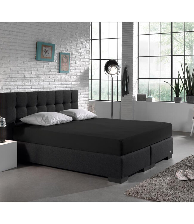 Dubbel Jersey 220 gr. Hoeslaken Zwart 80/100 x 220