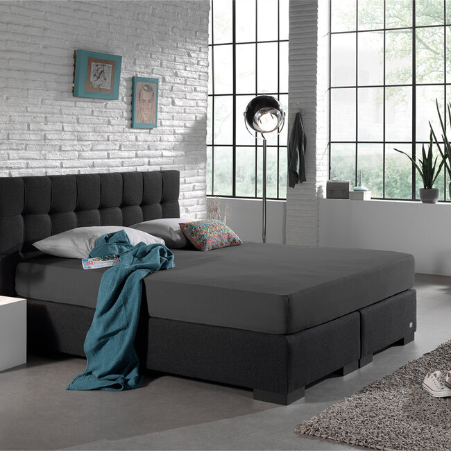 Dubbel jersey 220 g/m² hoeslaken antraciet 190/200 x 220/230