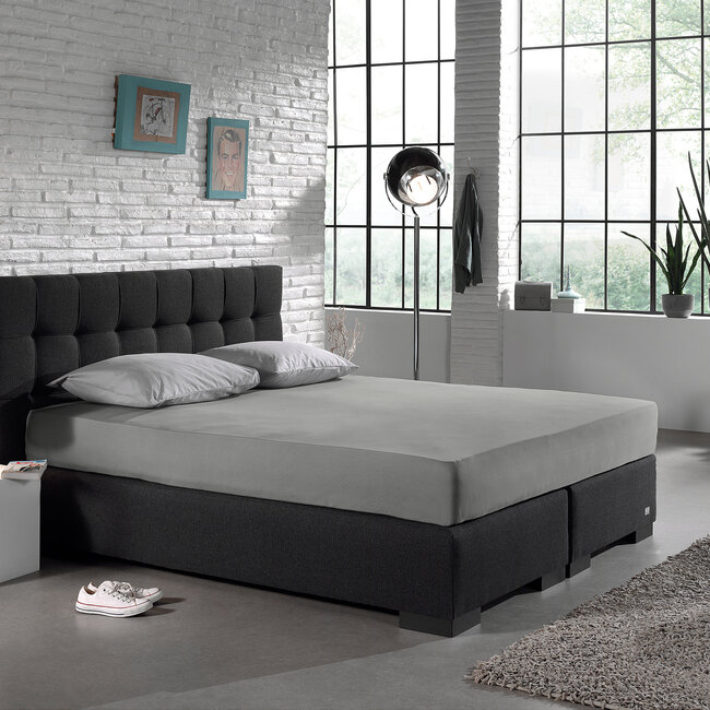 Enkel jersey 135 gr. hoeslaken grijs 140 x 200
