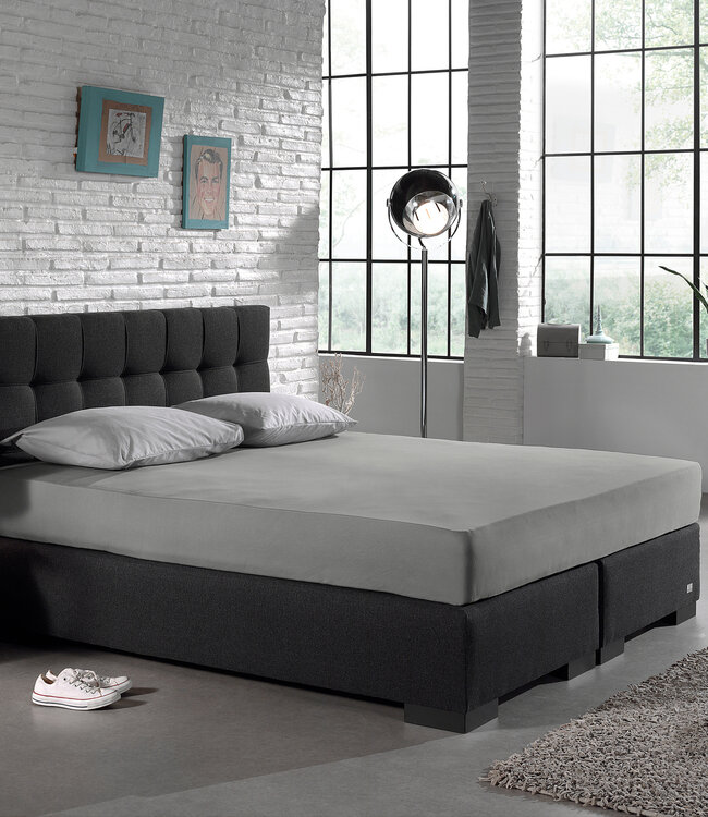 Enkel jersey 135 gr. hoeslaken grijs 140 x 200