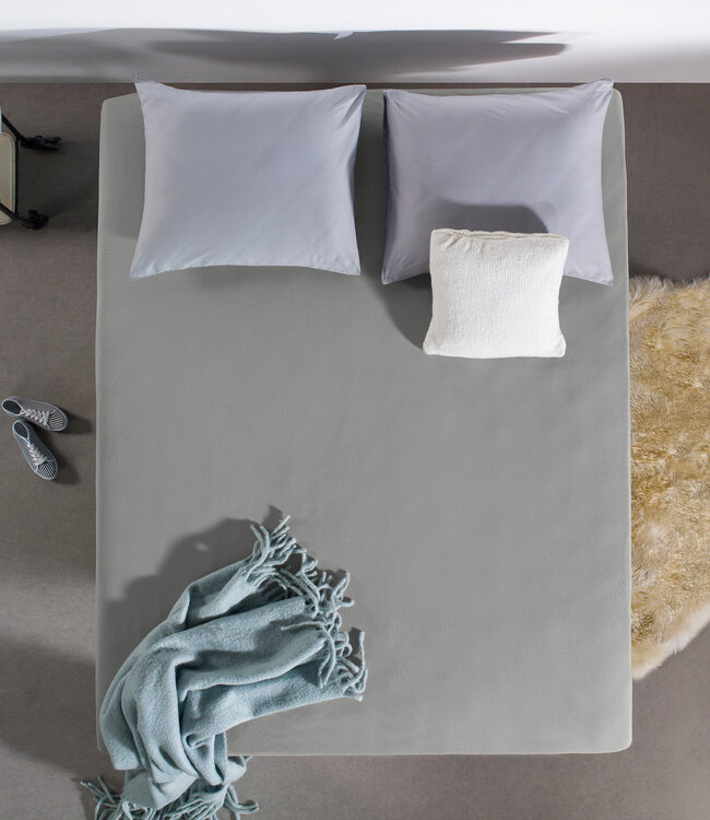 Enkel jersey 135 gr. hoeslaken grijs 140 x 200