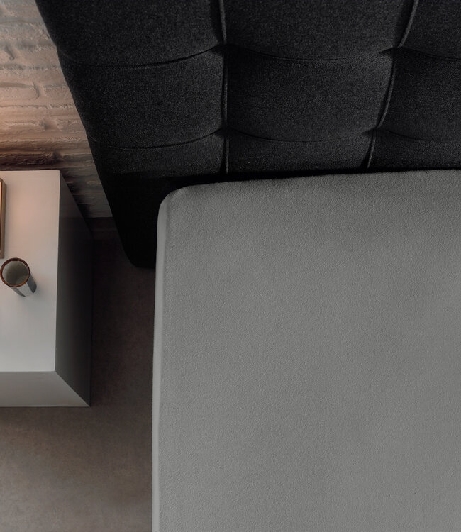 Enkel jersey 135 gr. hoeslaken grijs 140 x 200