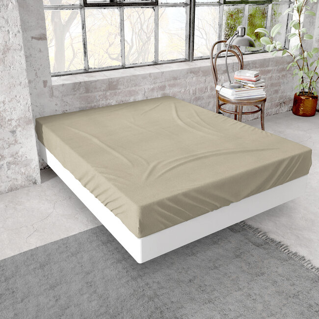 Premium flanellen hoeslaken taupe 160 x 200/210