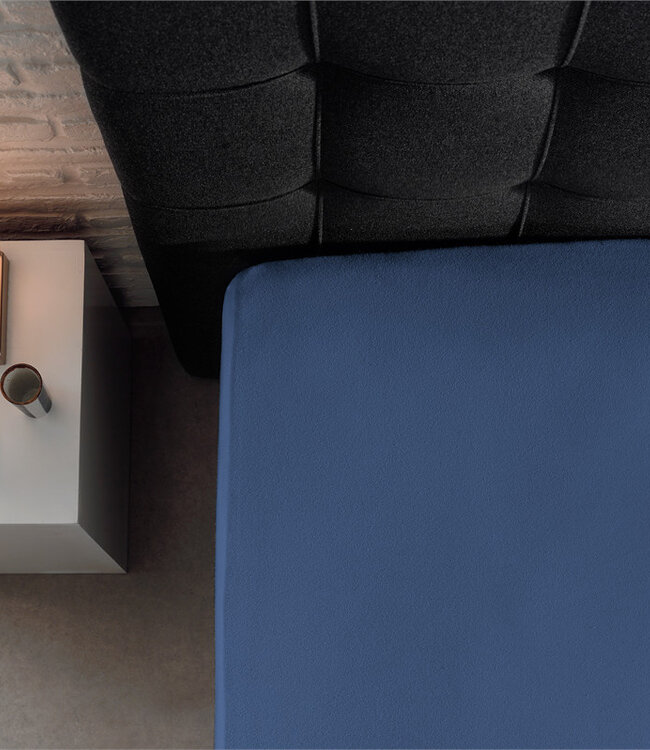 Enkel jersey 135 gr. hoeslaken blauw 140 x 200