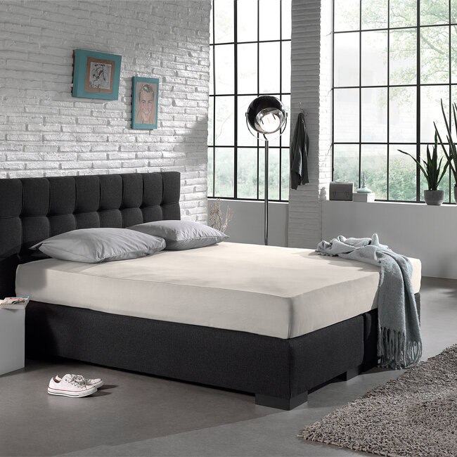 Enkel Jersey 135 gr. Hoeslaken Creme 160/180 x 200