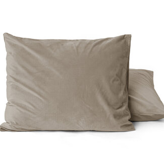 Sleeptime Fluwelen kussenslopen set van 2 Taupe/Grijs 60 x 70 cm