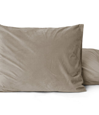 Sleeptime Fluwelen kussenslopen set van 2 Taupe/Grijs 60 x 70 cm