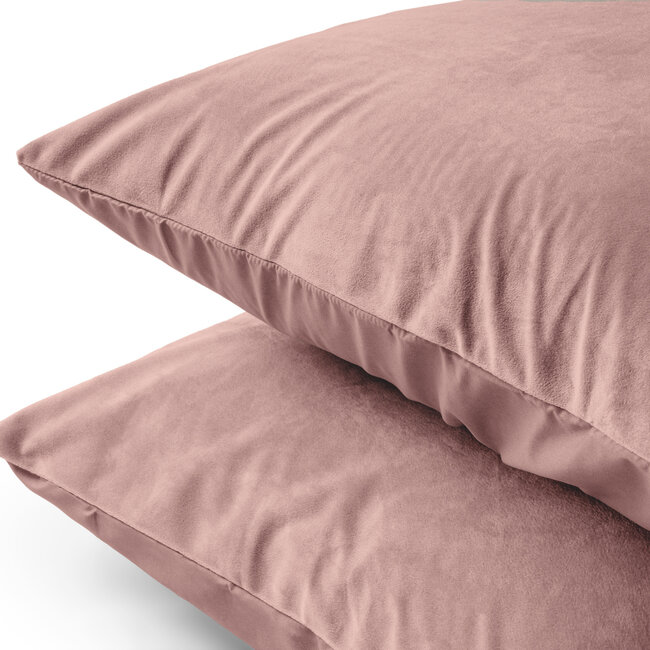 Velours kussenslopen set van 2 oudroze 60 x 70 cm