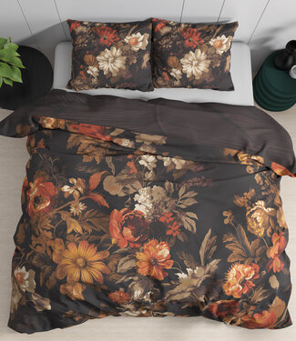 Dreamhouse Art bloemen bruin 200x200/220 + 2 x kussenslopen 60x70