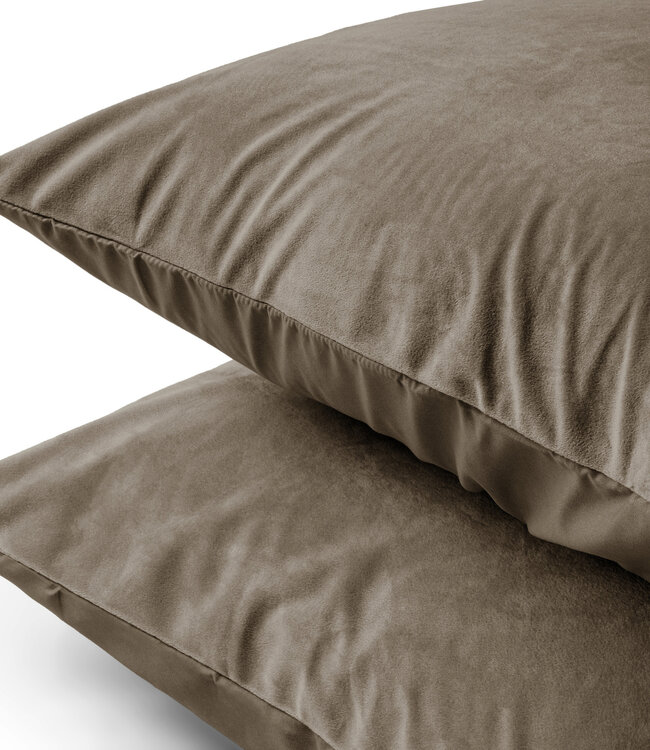 Fluweel 2-in-1 kussenslopen taupe