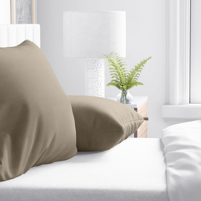 Flanellen 2-in-1 kussenslopen taupe