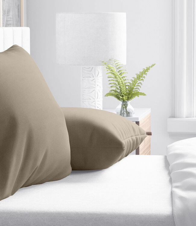 Flanellen 2-in-1 kussenslopen taupe