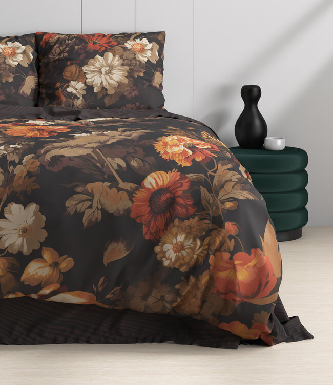 Art bloemen bruin 200x200/220 + 2 x kussenslopen 60x70