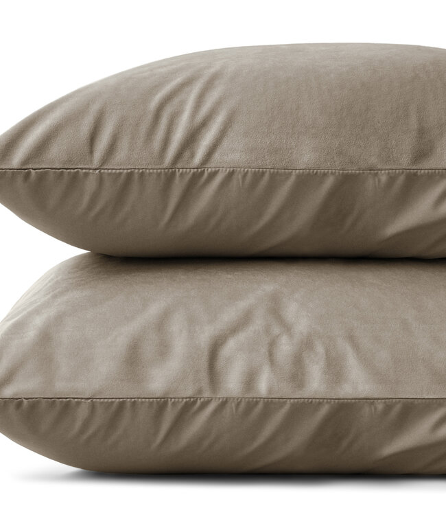 Fluweel 2-in-1 kussenslopen taupe