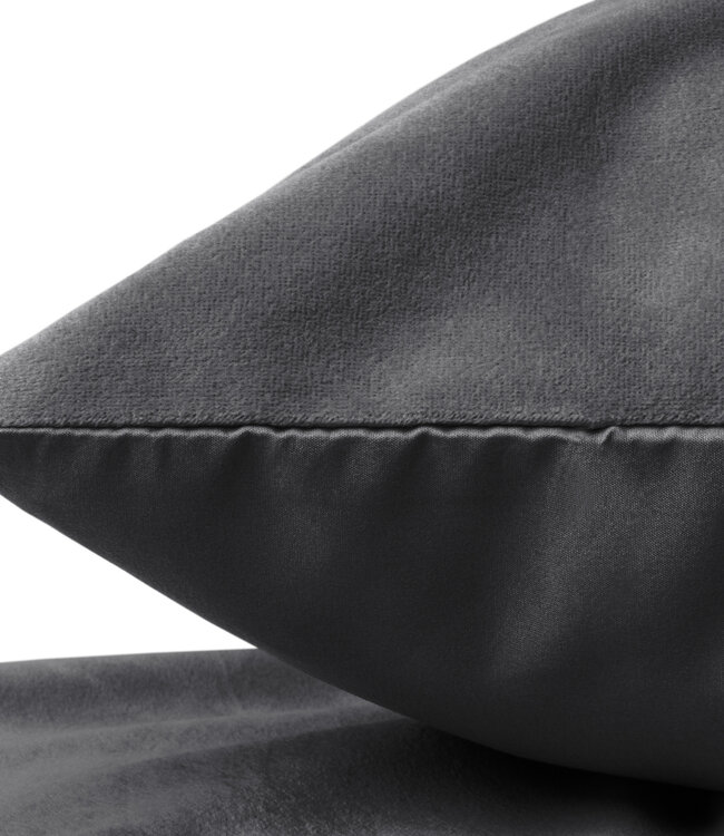 Fluwelen 2-in-1 kussenslopen antraciet