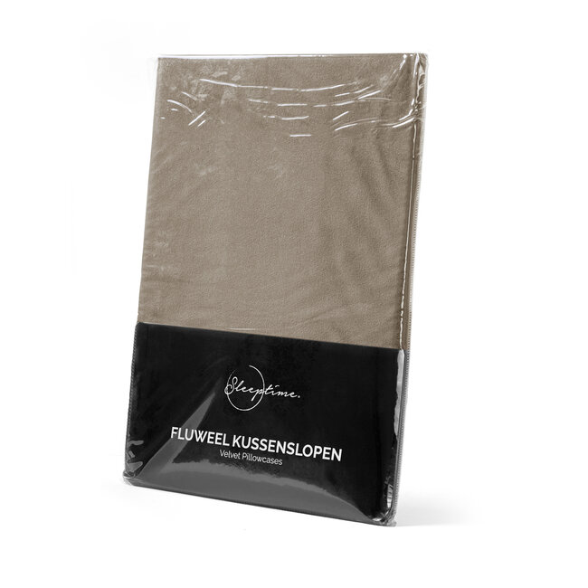 Fluwelen kussenslopen set van 2 Taupe/Grijs 60 x 70 cm