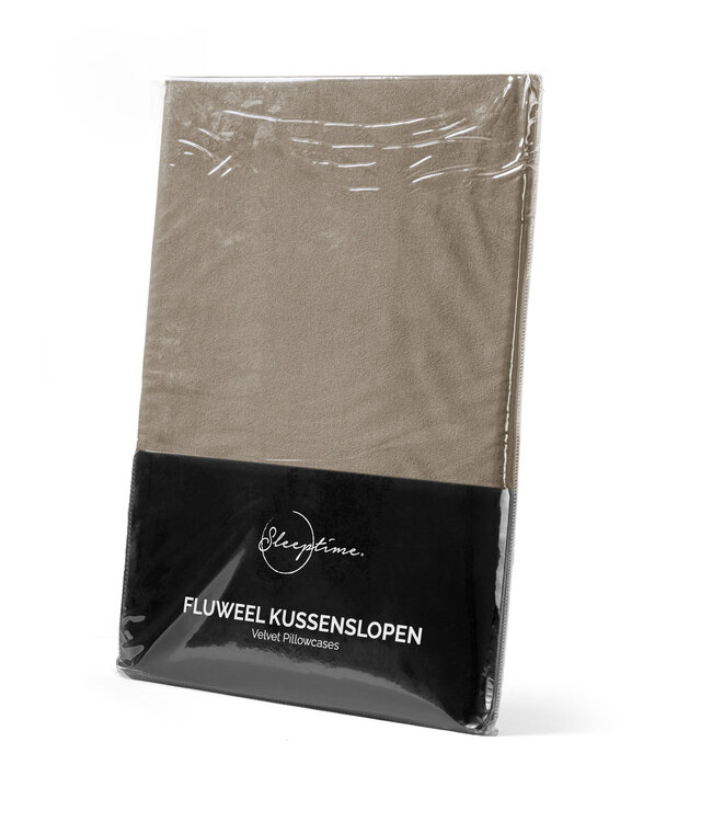 Fluwelen kussenslopen set van 2 Taupe/Grijs 60 x 70 cm